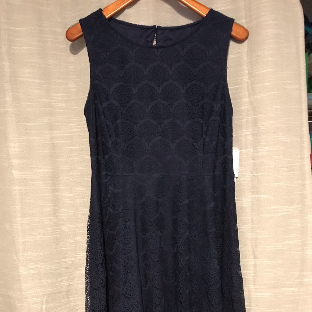 Navy blue lace overlay dress Jessica Simpson sz 14